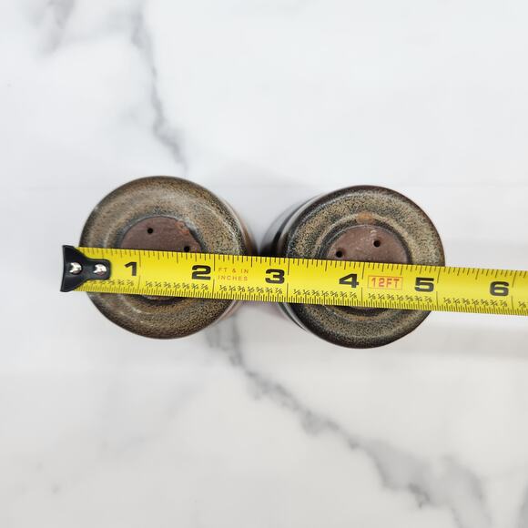 Treasure Pottery Craft stone/ceramic salt & pepper shakers Retro 70s glaze brown - Picture 6 of 6